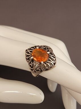 Sterling Silver Filigree Ring with Citrine Gemstone